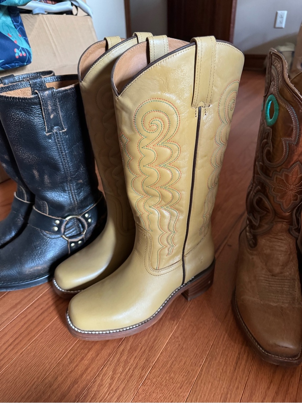 Frye Olive Green Leather Tall Western Boots